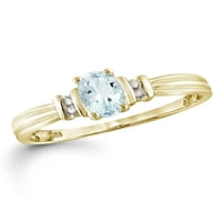 JewelersClub Aquamarine Prsten Birthstone Nakit-0. Karatni akvamarin 14k pozlaćeni srebrni prsten nakit sa bijelim dijamantskim naglaskom-prstenovi od dragog kamenja sa hipoalergenom 14k pozlaćenom srebrnom trakom