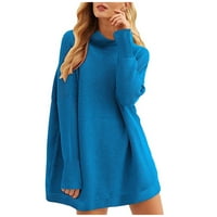 Allowith ženski Casual modni jednobojni pulover sa visokim izrezom, labavi pleteni džemper, ženski dugi rukavi i bluze,cvjetna bluza, bluze za žene dressy casual