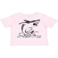 Inktastic velika bijela ajkula skakanje u crnom poklon majica za dječaka ili djevojčicu