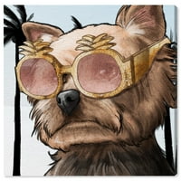 Wynwood Studio životinje zid Art platno grafike 'Yorkie Palm Glam' psi i štenci - braon, zlato