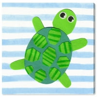 Wynwood Studio životinje Wall Art Canvas Prints 'T for Turtle' morske životinje-zelena, plava