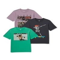 Wonder Nation Boys' Kratki Rukav Grafički T-Shirt, 3-Pack, Veličine 4 - & Husky