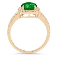 1.86 ct okrugli rez zeleni simulirani smaragd 18k žutog zlata godišnjica angažmana halo prsten veličine 6.5