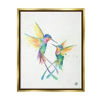 Stupell Rainbow Birds Flying Duo Životinje I Insekti Painting Gold Floater Framered Art Print Wall Art
