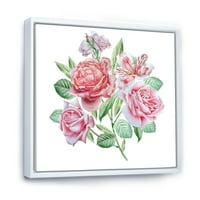 Spring Flowers Alstroemeria Pink Roses Framed Painting Canvas Art Print