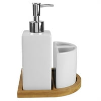 Početna Osnove Senene skandinavska oprema za keramičku kupatilo set sa bambusovim ladicama, bijeli