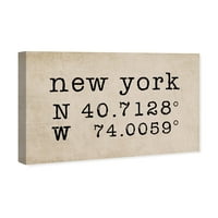 Runway Avenue Cities and Skylines Wall Art Canvas Prints 'ny Coordinates' United States Cities-Brown,