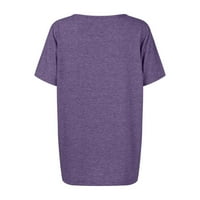 Ljetni poklon Qwang ženske ljetne osnove majica Solidna boja modni V izrez kratki rukav labav top s