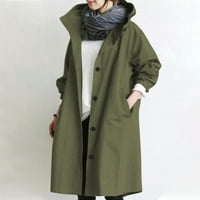 Viadha prevelika jean jakna za žene Jednobojni gumb džep za rekreativni kaputi sa kapuljačom dugih rukava na vrhu