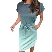 Dressy haljine za žene ženske ljetne prugaste kratke rukave T Shirt Dress Fashion Tie struk sa džepovima Sundress haljine
