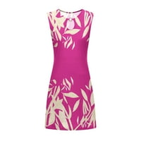 Lopecy-Sta žene Casual Slimming Draw Back štampani rukav okrugli vrat haljine Sundresses za žene rasprodaje casual haljine za žene Hot Pink