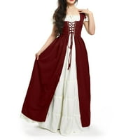 Apepal ženska jednobojna haljina struk kvadratni ovratnik dvodijelni Cos Dress Wine XL