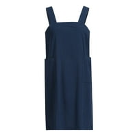 Ženske haljine kratki kratki rukav Ležerna haljina za sunce puni kvadratni izrez ljetna haljina plava 2XL