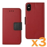 Iphone X iphone Xs 3-u-novčanik slučaj u crvenoj boji za upotrebu sa Apple Iphone 3-pack