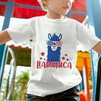 Ljeto Big Boys Djevojke majice 4. jula tekst životinjski Print majice američka zastava majica Dan nezavisnosti Patriotski kratki rukavi vrhovi