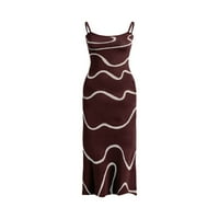 Eyicmarn ženske ljetne kamene haljine valovito ispis špagete remen otvorena zabava midi haljina