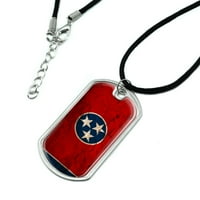 Rustikalna uznemirena državna zastava Tennesseeja vojna pseća oznaka privjesak sa gajtanom