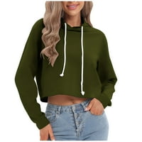 Crop Hoodie dukserice ženske duge rukave vezice za povremeni džemper običan pulover sa kapuljačom slatki