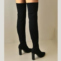 Čizme visoke pete preko koljena za žene pletene čarape čizme crna Veličina 10