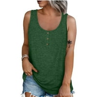 Qcmgmg ženski zeleni Tank Tops Casual Shirts Loose Fit Scoop vrat bez rukava ljetne bluze Green XL