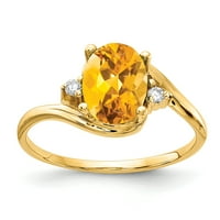 Primalni zlatni karatski žuto zlato 8x ovalni citrinski i AAA dijamantski prsten