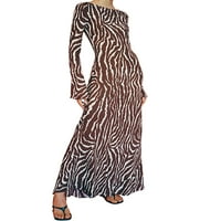 Ženska Maxi Haljina Sa Dugim Rukavima Y2k Zebra Print Vintage Bodycon Haljina Fairy Grunge Estetska Odjeća