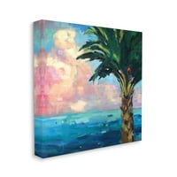 Stupell Industries Bold Beach Horizon Palma Pink Sunlit Clouds painting Gallery Wrapped Canvas Print Wall
