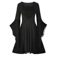 Žene renesanse pune čipke haljina s šrecretne haljine s dugim rukavima čipke zvoničke šum lolita haljina crna xxl