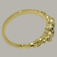 Britanski napravio 9k žuto zlato prirodni ametist i kultivirani biser ženski prsten za godišnjicu - Opcije