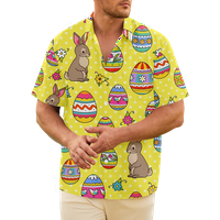 Muške i dječake uskrsne havajske majice Uskrsni ispisani opušteni-fit casual majica s kratkim rukavima na havajskim majicama, poklon za majicu za dečka muža