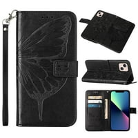 Feishell za Apple iPhone plus Flip novčanik futrola sa ručnim remen, leptir i cvjetni reljefni uzorak