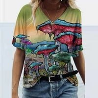 Dtydtpe grafičke majice za ženske rukave modni Casual kratki štampani ženski Crew vrat T Shirt ljetni Tee ženska bluza ženski vrhovi zeleni