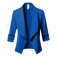 Yubatuo ženske boje čvrsti otvoreni prednji kardigan dugi rukav casual kaputa za jaknu za žene Plave L
