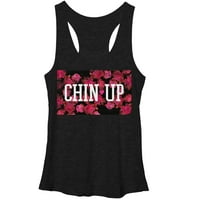Ženski CHIN UP Logo cvjetni Print Racerback Tank Top crni Heather veliki