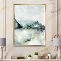 Designart 'Tamnoplavi Planinski Pejzaž Zimski Minimalistički' Moderni Uramljeni Platneni Zidni Umjetnički Print