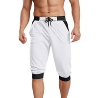 Muške kratke hlače Ljetna boja blok elastični usred struka Sportski džepovi kratki bijeli m