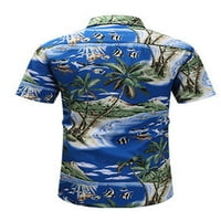 Avamo muške ljetne majice rever vrat plaža košulja kratki rukav bluza klasična majica Regular Fit odmor vrhovi plavi okean XL