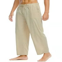 Rejlun muške jednobojne pantalone za slobodno vrijeme donji dio srednjeg struka radne hlače Khaki 3XL