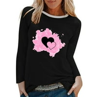 Ženski Dugi rukav Crewneck Top Heart Print Valentinovo pulover Casual T Shirt