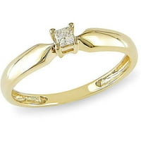 Karat T. W. princeza rezani dijamantski prsten pasijansa od 10kt žutog zlata