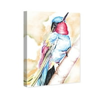 Wynwood Studio Životinje Zid Art Platno Grafike 'Humming Bird' Ptice-Plava, Crvena