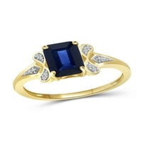 JewelersClub Sapphire Ring RođenDane nakit - 2. Karat safir 14K pozlaćeni srebrni prsten nakit sa bijelim dijamantnim naglaskom - Greveni prstenovi sa hipoalergenijskim srebrnim bendom 14K pozlaćenog srebra