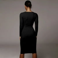 Aaiymet Dugodne haljine za žene Ženski batwing dugih rukava bez rukava zamotavanje džemper mini haljina, crna l