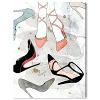 Wynwood Studio Canvas peta Kolekcija modne i glam cipele Zidno umjetnosti platno Ispiši bijelu svjetlost ružičasta 20x30