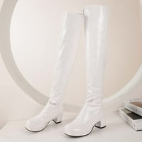 Današnje ponude Juebong Ženska Moda srednje čizme preko koljena višebojne čizme sa krupnom petom okruglog