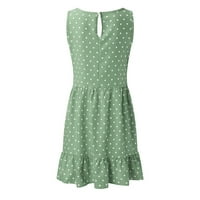 Lovskoo mini haljine za žene Ljetne sunčeve haljine okrugli vrat bez rukava na rukavu od labave rub rujanja rub vješanja zelena