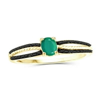 JewelersClub Smaragdni Prsten Birthstone Nakit-0. Karatni smaragdni 14k pozlaćeni srebrni prsten nakit sa crnim dijamantskim naglaskom-prstenovi od dragog kamenja sa hipoalergenom 14k pozlaćenom srebrnom trakom