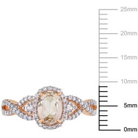 Miabella ženski karat T. G. W. Ovalni rez Morganit okrugli rez bijeli safir i karat T. W. okrugli dijamant