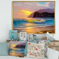Designart 'Sunrise Glow On The Sea Waves V' Nautical & Coastal Framed Canvas Wall Art Print
