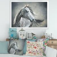 Designart 'crno-bijeli portret divljeg konja' seoska kuća uokvirena umjetničkim printom